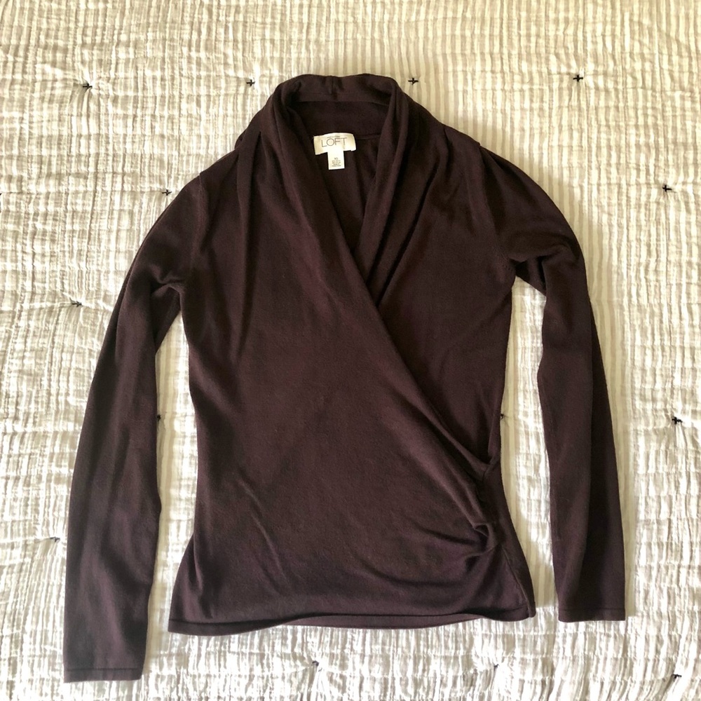 Ann Taylor Loft merlot colored wrap sweater